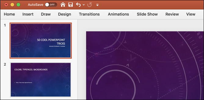 powerpoint transitions within a slide for mac